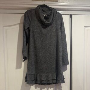 Gray Rag Poets Cowl Neck Mini Dress with Ruffle Hem
